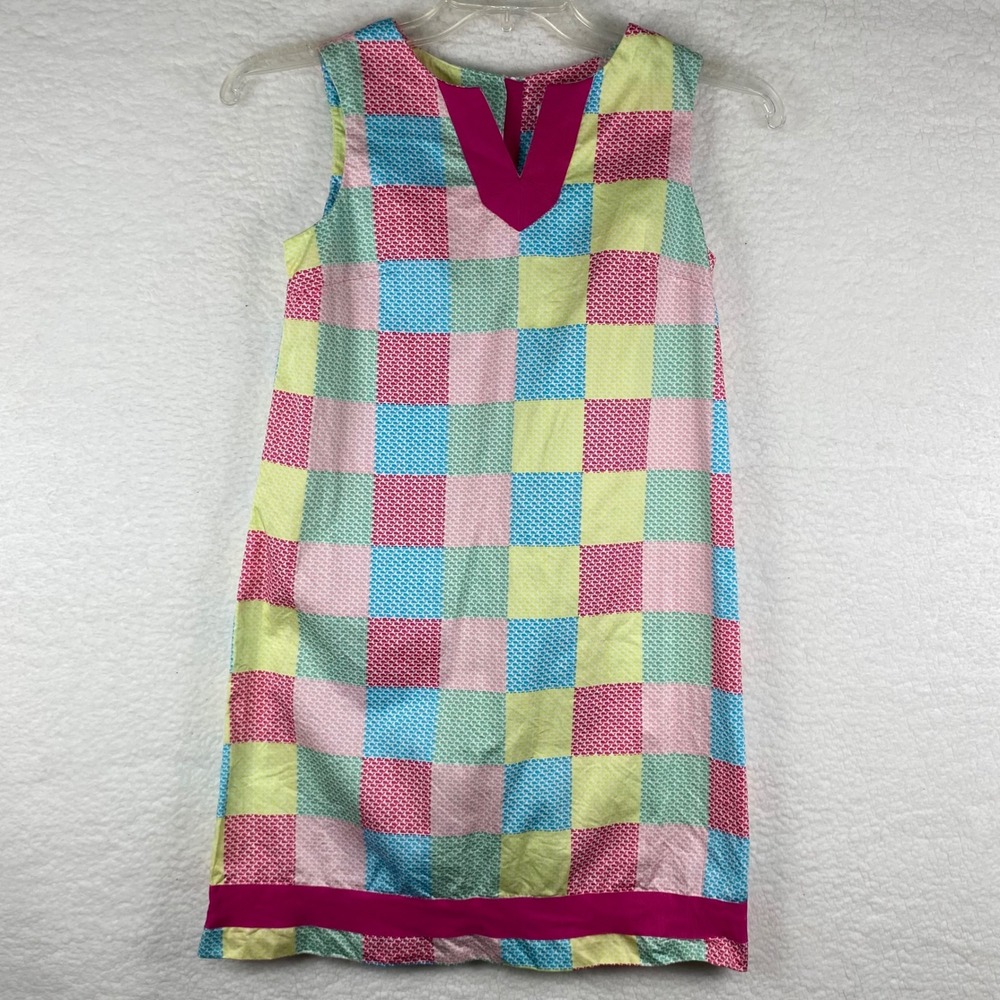 Vineyard Vines Girls 14 Patchwork Whale Print Shift Dress Multi-Color SP17‎